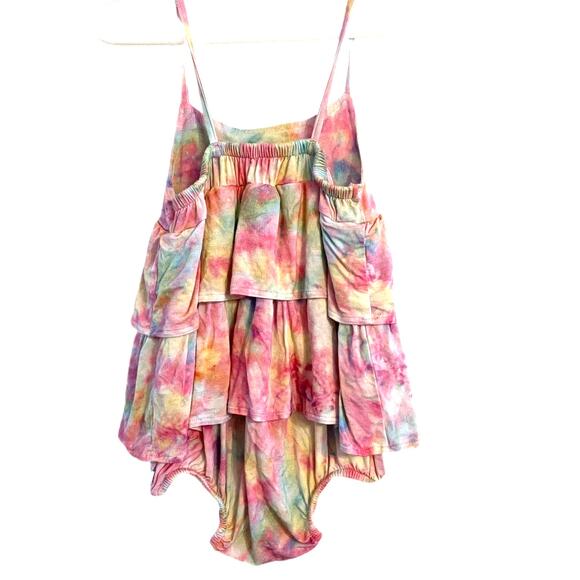 Posh Peanut Pastel Watercolor 2 Tiered Spaghetti Strap Bamboo Onesie Size 18/24M - Picture 2 of 3